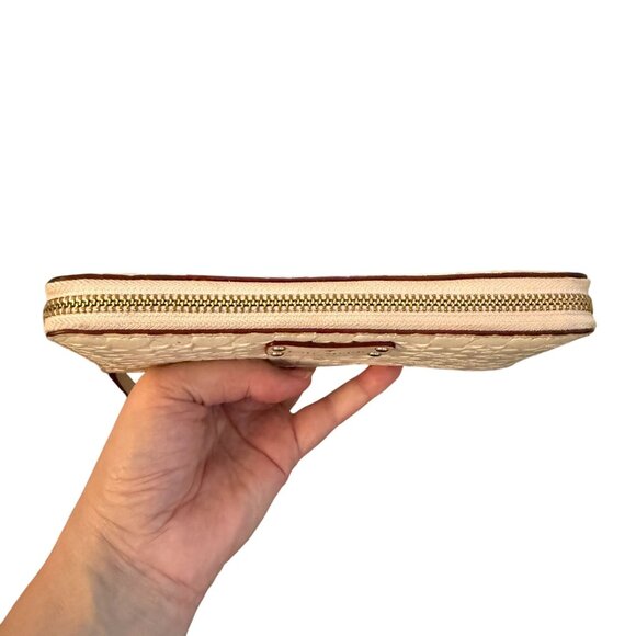 Kate Spade Penn Place Embossed Neda Leather Zip Around Wallet Cream Money Holder - Picture 6 of 13